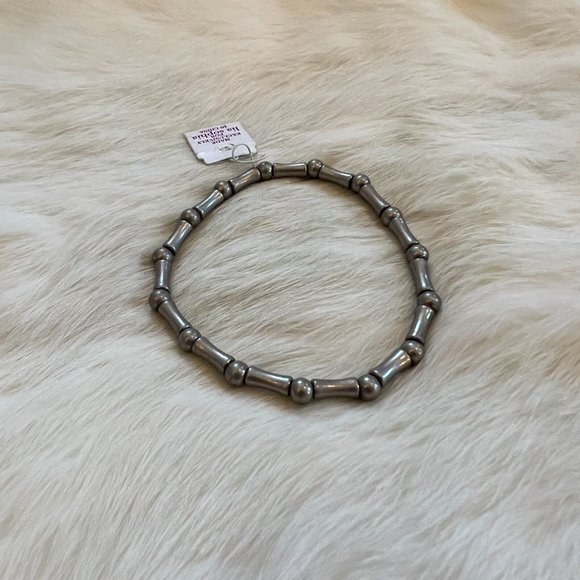 LIa Sophia Dot Dash Bead Stretch Bracelet Silver Tone Metal Minimalist 14832 - Picture 5 of 11